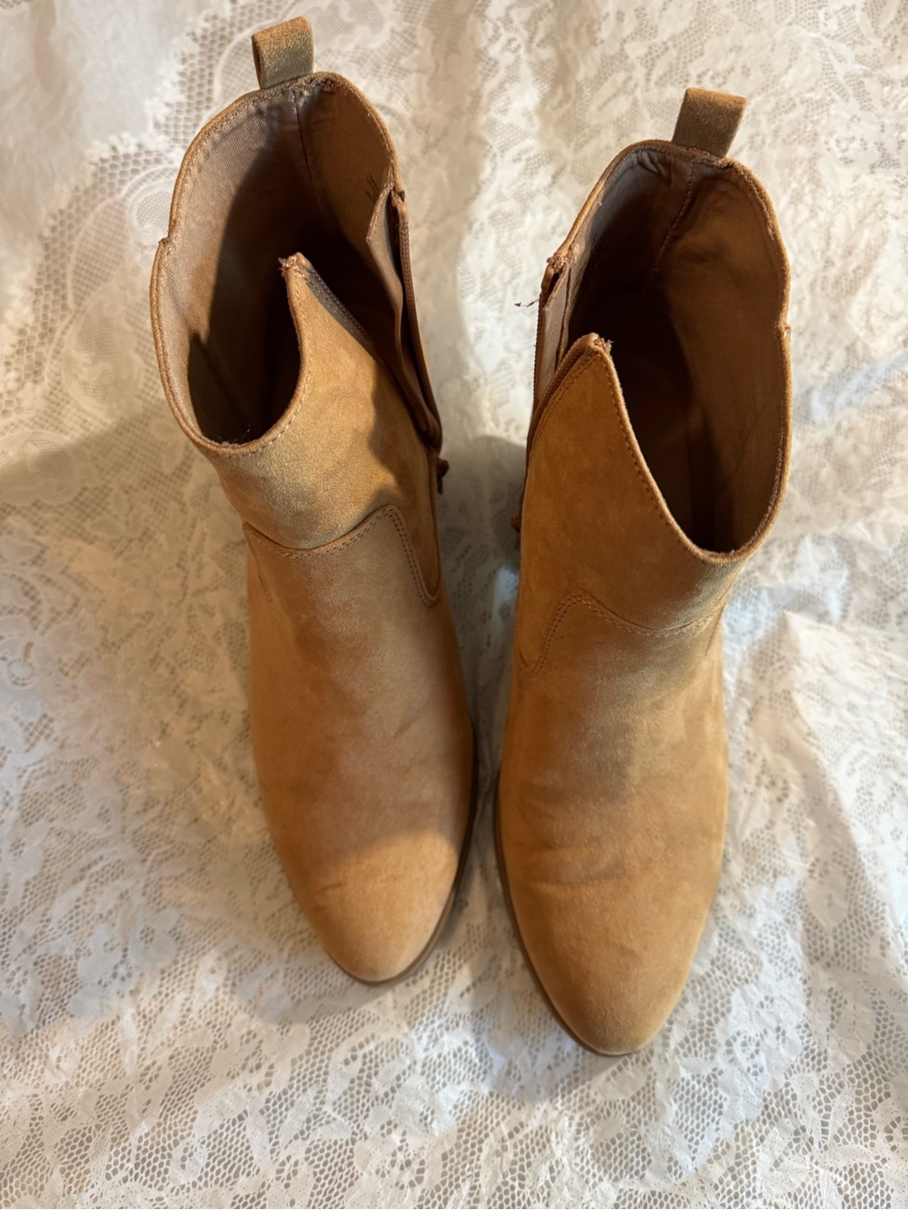 Old Navy Tan Faux Suede Pointed Toe Ankle Booties Size 10